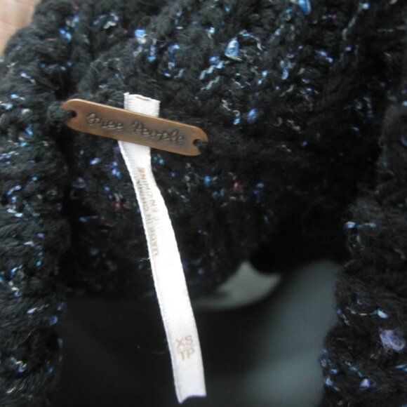 Free People XS Womens Leo Blacklight Party Cowl Neck Turtleneck Sweater Black - Picture 9 of 12